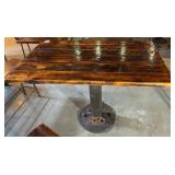 INDUSTRIAL STYLE PUB TABLE, RECLAIMED WOOD PLANK