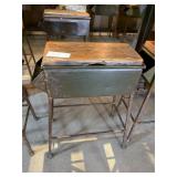 INDUSTRIAL METAL  AND  WOOD TOP, STOOL 30" H X