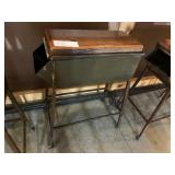 INDUSTRIAL METAL  AND  WOOD TOP, STOOL 30" H X