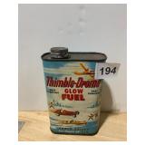 THIMBLE-DROME GLOW FUEL TIN, L.M. COX MFG,