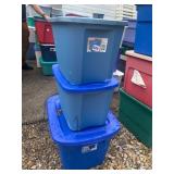 STERILITE PLASTIC STORAGE TOTES, BLUE, STACKABLE,