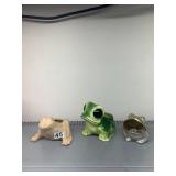 CERAMIC FROG PLANTERS, METAL FROG ASHTRAY,