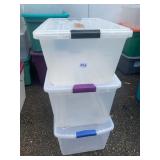 PLASTIC STORAGE BINS W/ LIDS, ASSORTED COLORS,