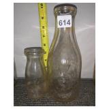GLASS MILK BOTTLES, EMBOSSED LETTERING, STROHM