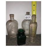 ASSORTED GLASS BOTTLES, INCLUDES CLEAR GLASS HAIR