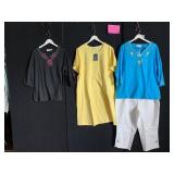 QUACKER FACTORY AND DENIM & CO TOPS, CAPRI PANTS,