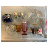 ASSORTED GLASSWARE, INCL ART GLASS PAPERWEIGHT,