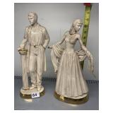 CERAMIC FIGURINES, MALE AND FEMALE FIGURES, CREAM