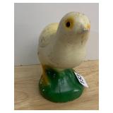 CHICK FIGURINE, PAINTED COMPOSITION, GREEN BASE,