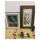 FRAMED ARTWORK GROUPING, INCLUDES HORSE PRINT,