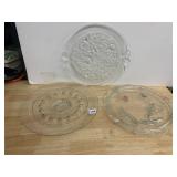 DECORATIVE GLASS SERVING PLATES, FLORAL AND