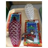 HOLIDAY MAKERS GLASS PINE CONE ORNAMENTS, RED AND