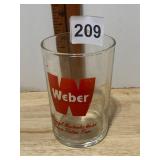 WEBER WAUKESHA WATER ADVERTISING DRINKING GLASS,