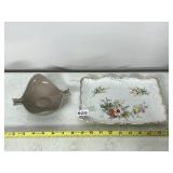 LENOX PORCELAIN BOWL, TRI-POINT FORM, GOLD TRIM,