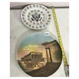 TWO DECORATIVE PLATES, ONE FEATURING US