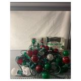 15 GLOBE LIGHT SET, RED, WHITE, GREEN,