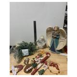 CHRISTMAS DECOR, CERAMIC ANGEL FIGURINE, ICED