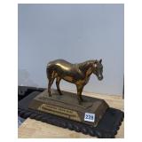 BRASS HORSE FIGURINE, CHAMPION YOUTH MARE TROPHY,