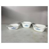 CORNING WARE CASSEROLE DISHES, WHITE CERAMIC W/