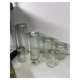 GLASS STORAGE JARS W/ WIRE BAIL LIDS, GLASS SYRUP