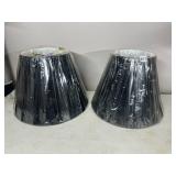 PAIR OF ROSEART LAMPSHADES, BLACK PLEATED FABRIC,