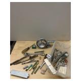 ASSORTED TOOLS, HANDHELD SPOTLIGHT, WRENCH,