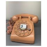 ROTARY TELEPHONE, PINK PLASTIC HOUSING, DESK