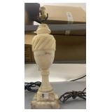 ALABASTER TABLE LAMP, URN FORM, SPIRAL CARVED