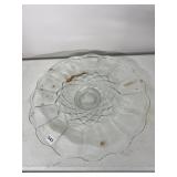 PRESSED GLASS SERVING BOWL, DIAMOND PATTERN,