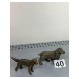 METAL DOG FIGURINES, CAST METAL, BRONZE-TONE