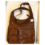 JPOURSE & CIE BROWN LEATHER CROSSBODY BAG, FULL
