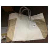 JIMMY CHOO PARFUMS TOTE BAG, WHITE FAUX LEATHER,