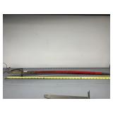 DECORATIVE SWORD, BRASS HILT, ETCHED BLADE, RED