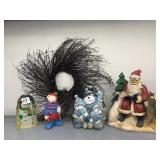CHRISTMAS DECOR, RESIN SANTA FIGURINE, SNOWMAN