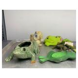 FROG THEMED DECOR, CERAMIC PLANTER, PLASTIC