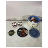RIVAL CROCK-ETTE STONEWARE SLOW COOKER, STAINED