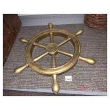 HEAVY BRASS SHIP WHEEL, NAUTICAL DECORATIVE WALL