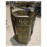 BRASS HEXAGONAL LANTERN, PIERCED COIN MOTIF,