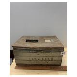METAL EGG CRATE, HINGED LID, INTERIOR CARDBOARD