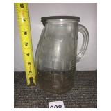 CLEAR GLASS MEASURING PITCHER, EMBOSSED