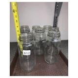 CLEAR GLASS CANNING JARS, MASON STYLE, THREADED