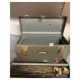 CRAFTSMAN METAL TOOLBOX, ASSORTED DRILL BITS,