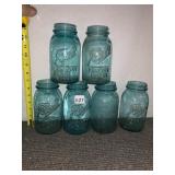 BALL PERFECT MASON GLASS JARS, AQUA TINT,