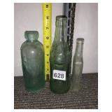 ASSORTED GLASS BOTTLES, EMBOSSED MARKINGS,