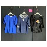 QUACKER FACTORY BLUE TOP W/ PEARL ACCENTS,