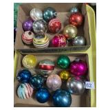 ASSORTED GLASS CHRISTMAS ORNAMENTS, VARIOUS