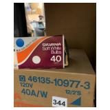 SYLVANIA SOFT WHITE BULBS, 40 WATT, 120V, BOXED.