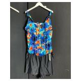 ST. TROPEZ SWIMWEAR, FLORAL PRINT TANKINI TOP W/