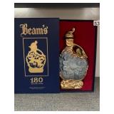 JIM BEAM 180 MONTHS BOURBON DECANTER, GOLD-TONE