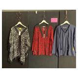 D&C BY DENIM & CO TOPS, THREE PC SET, ZEBRA PRINT